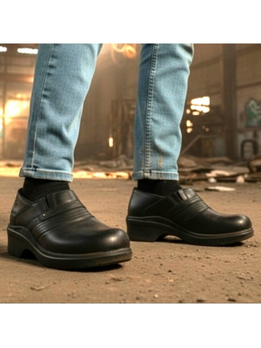 Ariat Genuine Leather Steel Toe NL 36121 Safety Work Clogs Womens 9B Black